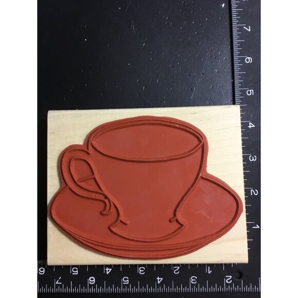 Large Tea Cup and Saucer Rubber Stamp By Morning Star Crafts - Picture 2 of 3